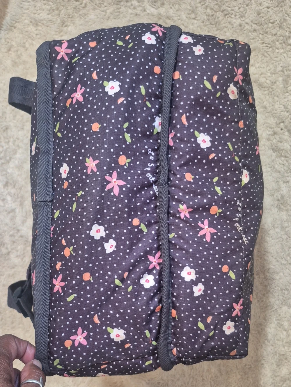 LeSportsac Polkadot Citrus Floral Backpack Nylon Ripstop Fruit Print School Bag